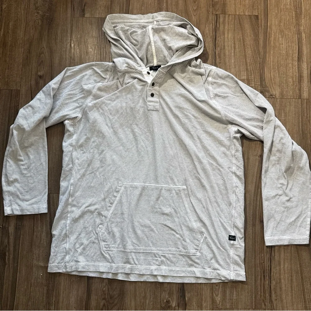 Men's Rails White Striped Hoodie Shirt size XL lightweight cotton